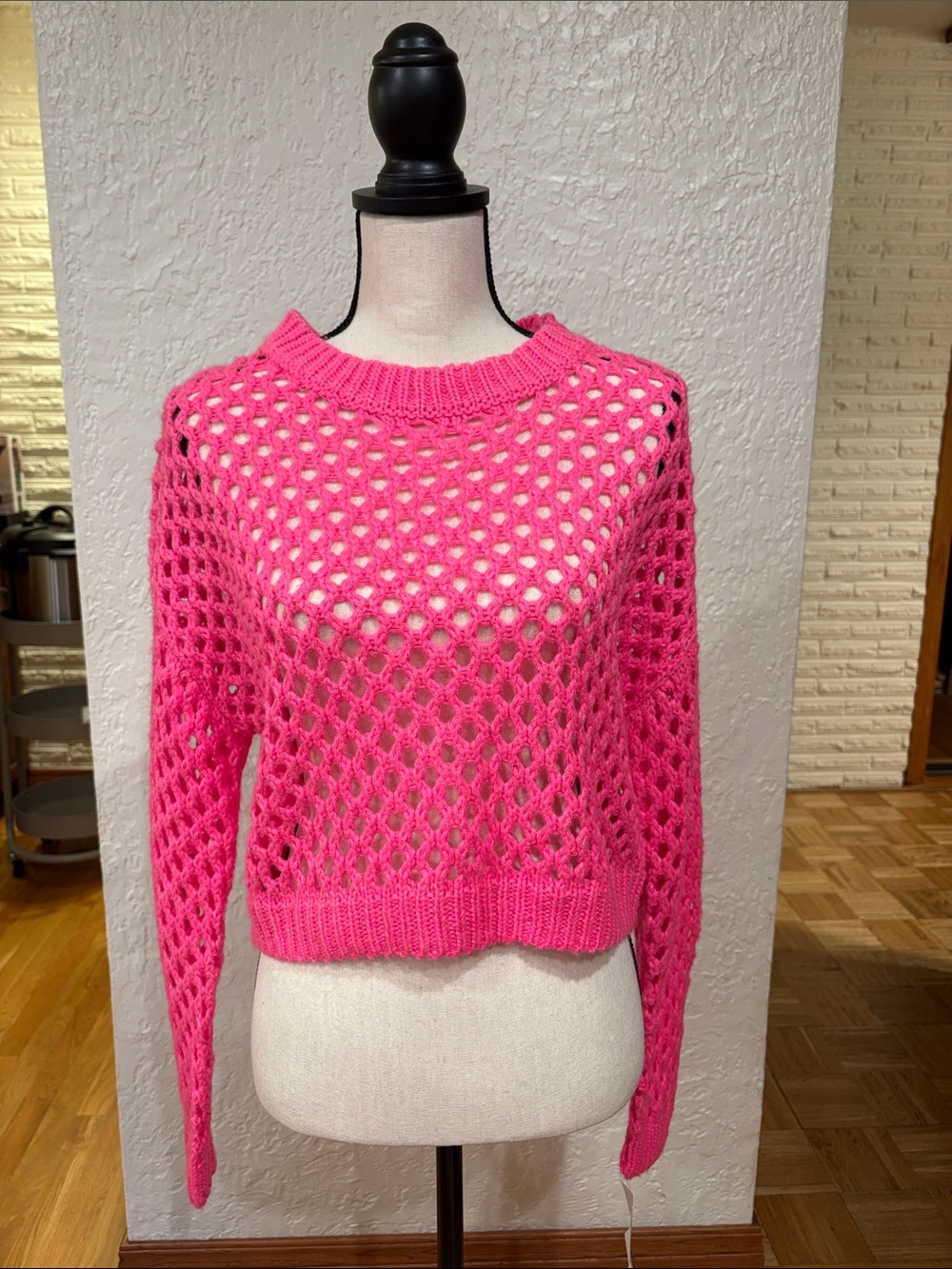 Hot Pink Open-Knit Women’s Sweater - Unbranded